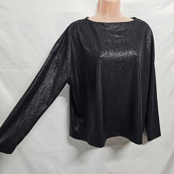 All Saints Faux Leather Oversized Short Top Blouse Shirt Women Size XS Black - Picture 12 of 12